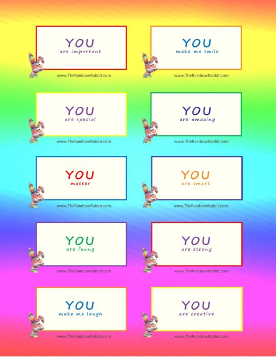 Rainbow Rabbit Kindness Cards