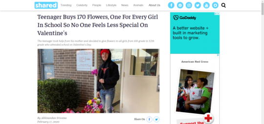 Teenager's Random Acts of Kindness make girls feel special on Valentine's Day