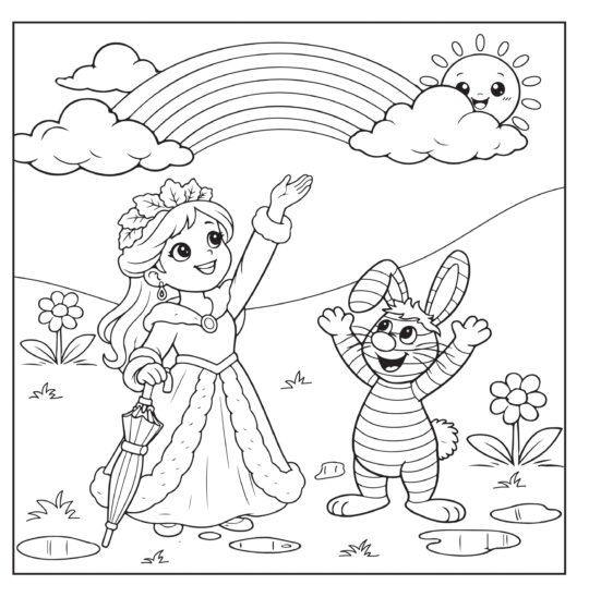 rainbow bunny coloring pages